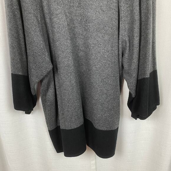 Kinross Cashmere Gray&Black 3/4 Sleeve Turtleneck Cashmere Sweater Sz.XL - Picture 3 of 8